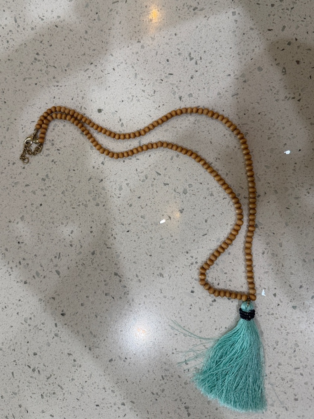 Beaded Tassel Necklace in Light Brown and Teal - j crew